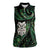 New Zealand Aotearoa Women Sleeveless Polo Shirt Maori Wheku Paua Shell Glitter Green