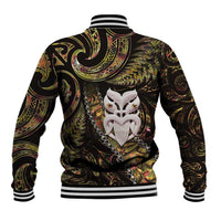 New Zealand Aotearoa Baseball Jacket Maori Wheku Paua Shell Glitter Gold LT05 - Polynesian Pride