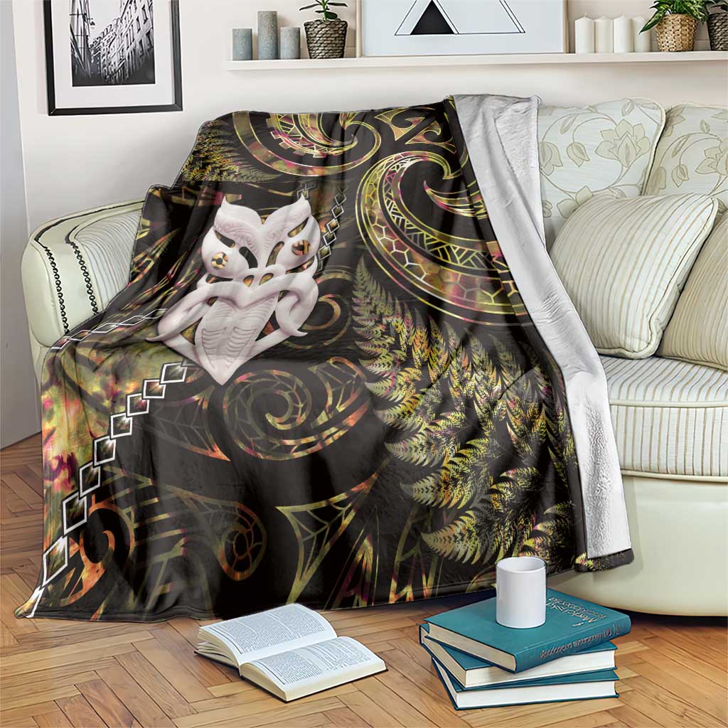 New Zealand Aotearoa Blanket Maori Wheku Paua Shell Glitter Gold LT05 Gold - Polynesian Pride