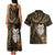 New Zealand Aotearoa Couples Matching Tank Maxi Dress and Hawaiian Shirt Maori Wheku Paua Shell Glitter Gold