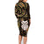 New Zealand Aotearoa Family Matching Long Sleeve Bodycon Dress and Hawaiian Shirt Maori Wheku Paua Shell Glitter Gold