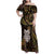 New Zealand Aotearoa Family Matching Off Shoulder Maxi Dress and Hawaiian Shirt Maori Wheku Paua Shell Glitter Gold