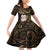 New Zealand Aotearoa Family Matching Off Shoulder Short Dress and Hawaiian Shirt Maori Wheku Paua Shell Glitter Gold