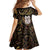 New Zealand Aotearoa Family Matching Off Shoulder Short Dress and Hawaiian Shirt Maori Wheku Paua Shell Glitter Gold