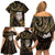 New Zealand Aotearoa Family Matching Off Shoulder Short Dress and Hawaiian Shirt Maori Wheku Paua Shell Glitter Gold