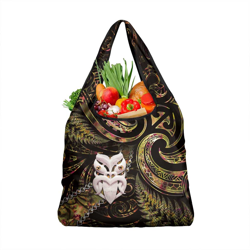 New Zealand Aotearoa Grocery Bag Maori Wheku Paua Shell Glitter Gold LT05 1-pack One Size Gold - Polynesian Pride