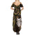 New Zealand Aotearoa Summer Maxi Dress Maori Wheku Paua Shell Glitter Gold