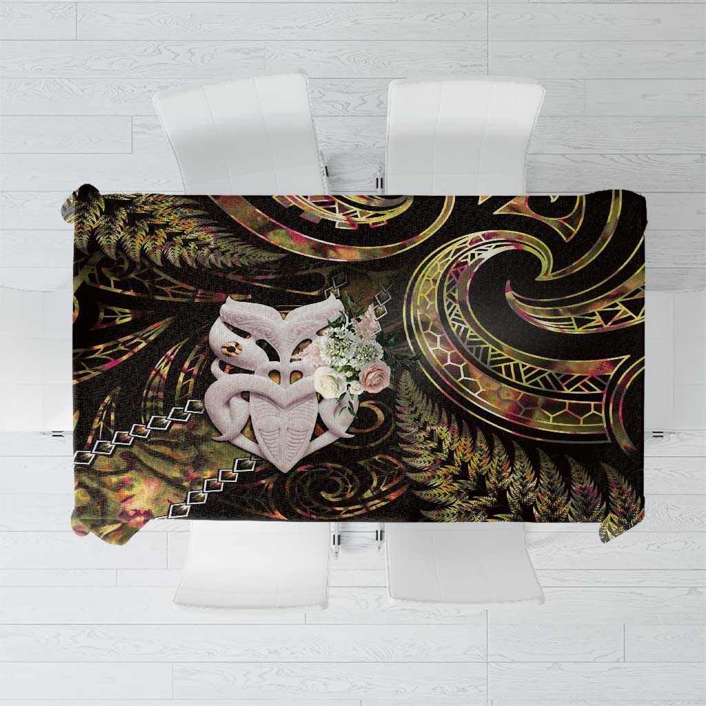 New Zealand Aotearoa Tablecloth Maori Wheku Paua Shell Glitter Gold LT05 Gold - Polynesian Pride