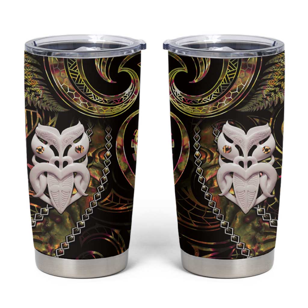 New Zealand Aotearoa Tumbler Cup Maori Wheku Paua Shell Glitter Gold LT05 Gold - Polynesian Pride