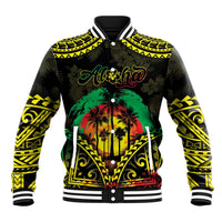 Aloha Tropical Palm Trees Baseball Jacket Reggae Polynesian Pattern LT05 Unisex Black - Polynesian Pride