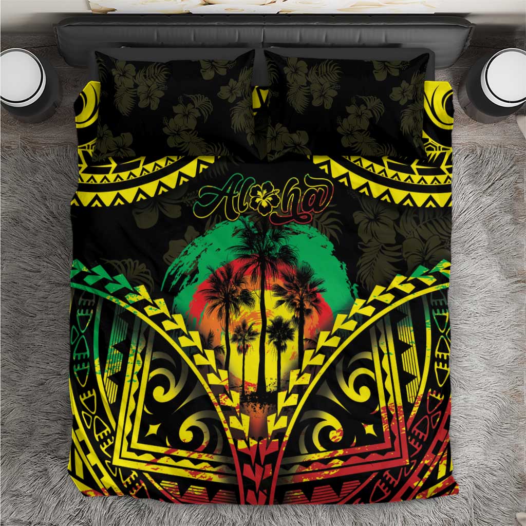 Aloha Tropical Palm Trees Bedding Set Reggae Polynesian Pattern LT05 Black - Polynesian Pride