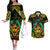 Aloha Tropical Palm Trees Couples Matching Off The Shoulder Long Sleeve Dress and Hawaiian Shirt Reggae Polynesian Pattern