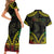 Aloha Tropical Palm Trees Couples Matching Short Sleeve Bodycon Dress and Hawaiian Shirt Reggae Polynesian Pattern