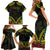 Aloha Tropical Palm Trees Family Matching Short Sleeve Bodycon Dress and Hawaiian Shirt Reggae Polynesian Pattern