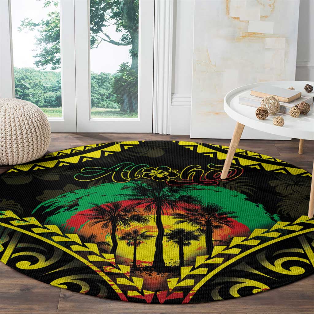 Aloha Tropical Palm Trees Round Carpet Reggae Polynesian Pattern LT05 - Polynesian Pride