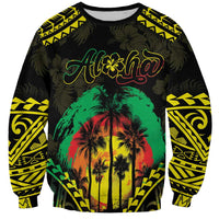 Aloha Tropical Palm Trees Sweatshirt Reggae Polynesian Pattern LT05 Unisex Black - Polynesian Pride