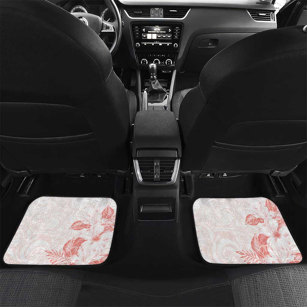Polynesia Hammerhead Shark Car Mats Tropical Flowers Tribal Pattern Peach LT05 Set 2pcs - Back Peach - Polynesian Pride
