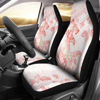 Polynesia Hammerhead Shark Car Seat Cover Tropical Flowers Tribal Pattern Peach LT05 - Polynesian Pride