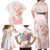 Polynesia Hammerhead Shark Family Matching Off Shoulder Maxi Dress and Hawaiian Shirt Tropical Flowers Tribal Pattern Peach