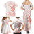 Polynesia Hammerhead Shark Family Matching Summer Maxi Dress and Hawaiian Shirt Tropical Flowers Tribal Pattern Peach