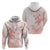 Polynesia Hammerhead Shark Hoodie Tropical Flowers Tribal Pattern Peach