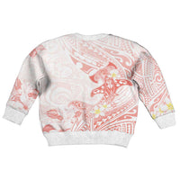 Polynesia Hammerhead Shark Kid Ugly Christmas Sweater Tropical Flowers Tribal Pattern Peach LT05 - Polynesian Pride