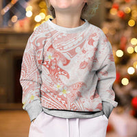 Polynesia Hammerhead Shark Kid Ugly Christmas Sweater Tropical Flowers Tribal Pattern Peach LT05 - Polynesian Pride