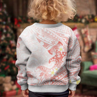 Polynesia Hammerhead Shark Kid Ugly Christmas Sweater Tropical Flowers Tribal Pattern Peach LT05 - Polynesian Pride