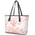 Polynesia Hammerhead Shark Leather Tote Bag Tropical Flowers Tribal Pattern Peach