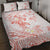 Polynesia Hammerhead Shark Quilt Bed Set Tropical Flowers Tribal Pattern Peach