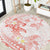 Polynesia Hammerhead Shark Round Carpet Tropical Flowers Tribal Pattern Peach