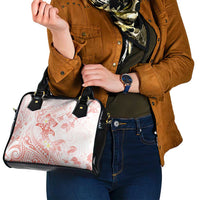 Polynesia Hammerhead Shark Shoulder Handbag Tropical Flowers Tribal Pattern Peach LT05 - Polynesian Pride