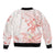 Polynesia Hammerhead Shark Sleeve Zip Bomber Jacket Tropical Flowers Tribal Pattern Peach