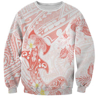 Polynesia Hammerhead Shark Sweatshirt Tropical Flowers Tribal Pattern Peach LT05 Unisex Peach - Polynesian Pride