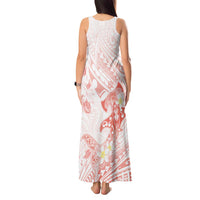 Polynesia Hammerhead Shark Tank Maxi Dress Tropical Flowers Tribal Pattern Peach LT05 - Polynesian Pride