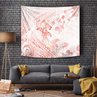 Polynesia Hammerhead Shark Tapestry Tropical Flowers Tribal Pattern Peach LT05 - Polynesian Pride