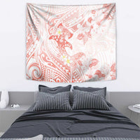 Polynesia Hammerhead Shark Tapestry Tropical Flowers Tribal Pattern Peach LT05 - Polynesian Pride