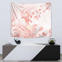 Polynesia Hammerhead Shark Tapestry Tropical Flowers Tribal Pattern Peach LT05 - Polynesian Pride