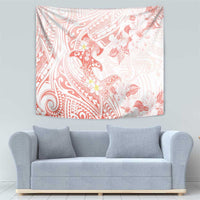 Polynesia Hammerhead Shark Tapestry Tropical Flowers Tribal Pattern Peach LT05 - Polynesian Pride