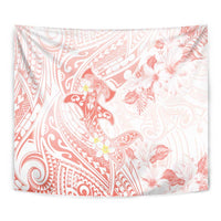 Polynesia Hammerhead Shark Tapestry Tropical Flowers Tribal Pattern Peach LT05 - Polynesian Pride
