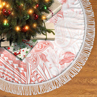 Polynesia Hammerhead Shark Tree Skirt Tropical Flowers Tribal Pattern Peach LT05 - Polynesian Pride
