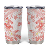 Polynesia Hammerhead Shark Tumbler Cup Tropical Flowers Tribal Pattern Peach LT05 Peach - Polynesian Pride