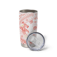 Polynesia Hammerhead Shark Tumbler Cup Tropical Flowers Tribal Pattern Peach LT05 - Polynesian Pride