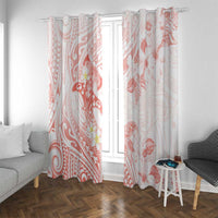 Polynesia Hammerhead Shark Window Curtain Tropical Flowers Tribal Pattern Peach LT05 With Grommets Peach - Polynesian Pride