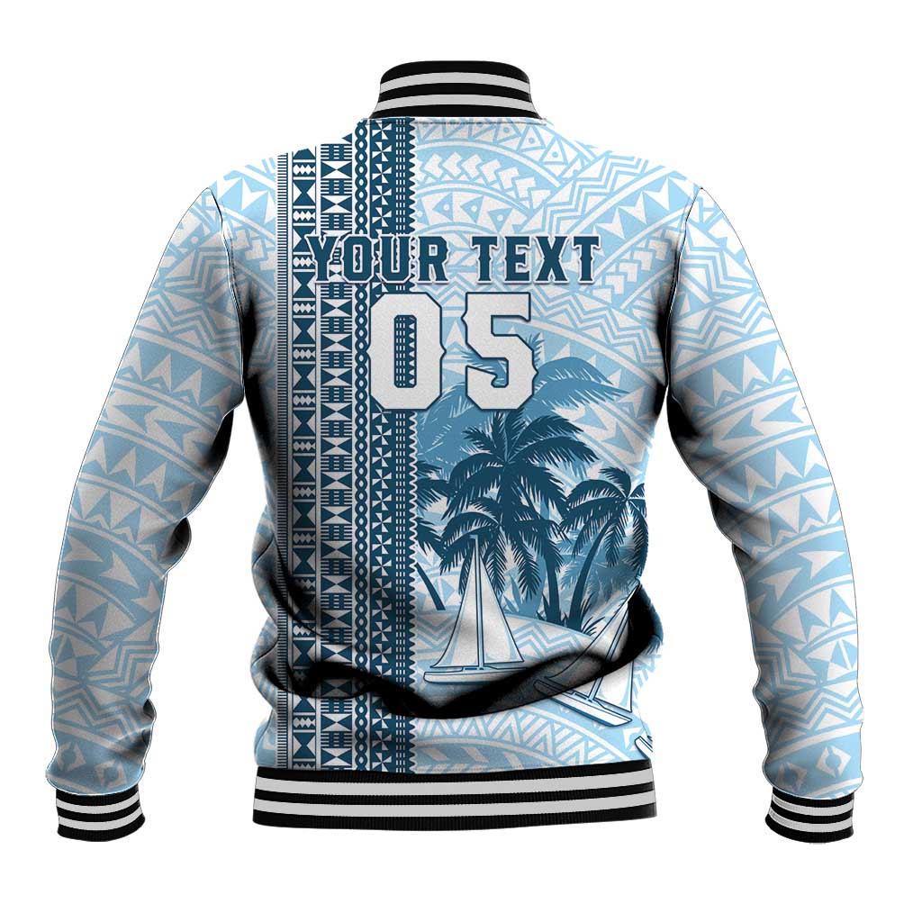 Custom Fiji Regatta Baseball Jacket Palm Tree Tapa Pattern LT05 - Polynesian Pride