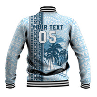 Custom Fiji Regatta Baseball Jacket Palm Tree Tapa Pattern LT05 - Polynesian Pride