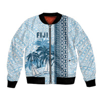 Custom Fiji Regatta Bomber Jacket Palm Tree Tapa Pattern LT05 Unisex Blue - Polynesian Pride