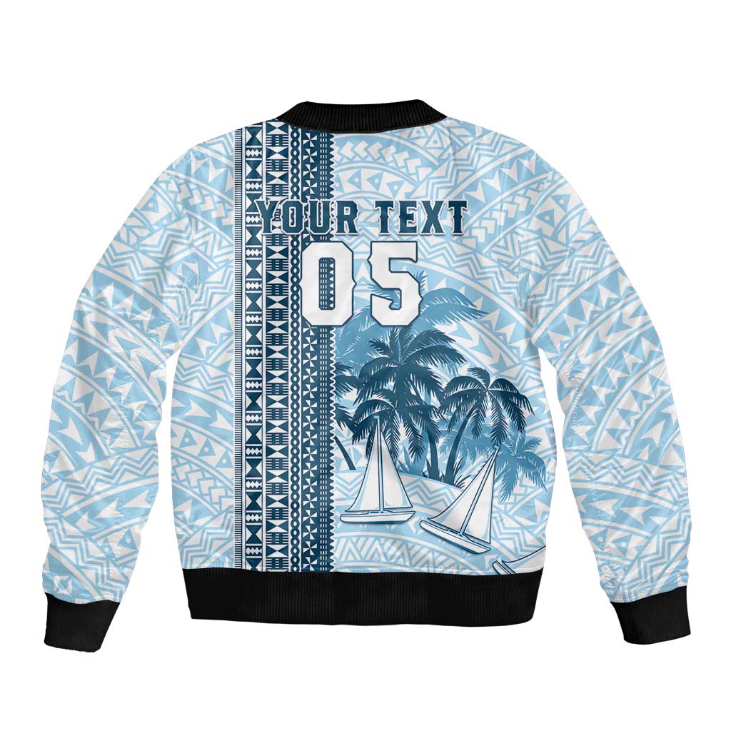 Custom Fiji Regatta Bomber Jacket Palm Tree Tapa Pattern LT05 - Polynesian Pride
