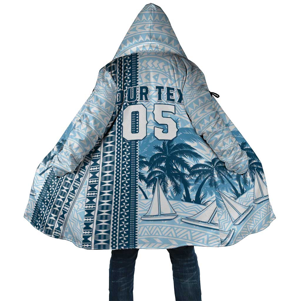 Custom Fiji Regatta Cloak Palm Tree Tapa Pattern LT05 Unisex Blue - Polynesian Pride