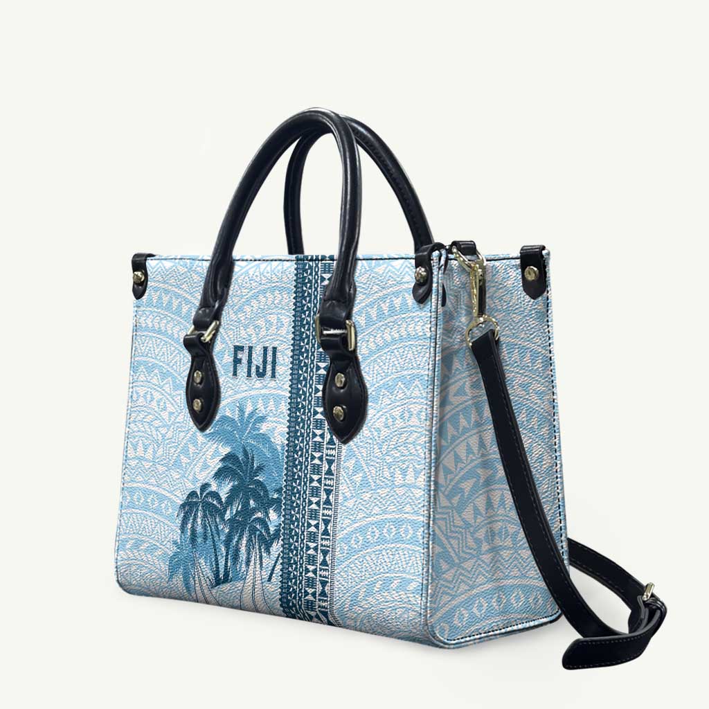 Fiji Regatta Leather Bag Palm Tree Tapa Pattern LT05 Blue - Polynesian Pride